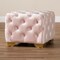 Baxton Studio Avara Pink Velvet Upholstered Gold Finished Button Tufted Ottoman 153-9373 - alternate 3